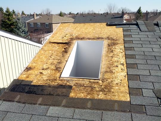 Skylight Replacement: Skylight removed